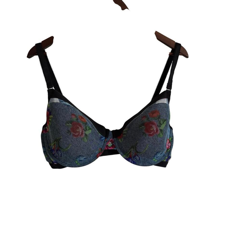 Parade XL+ Floral Mesh Bra | Faux Denim Look Underwire Bra | Recycled Nylon